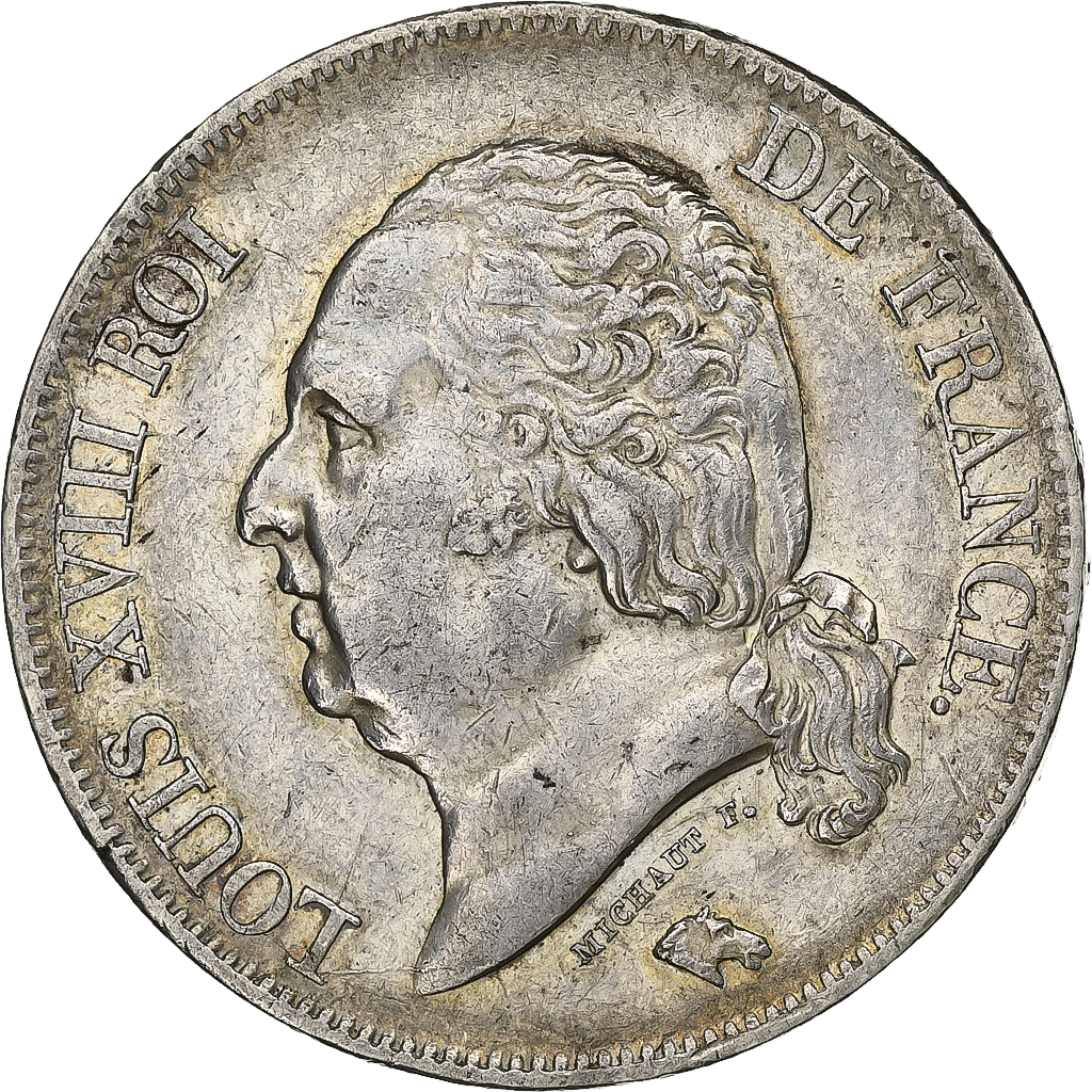 France, Louis XVIII, 5 Francs, Louis XVIII, 1822, Lille, Silver, 
