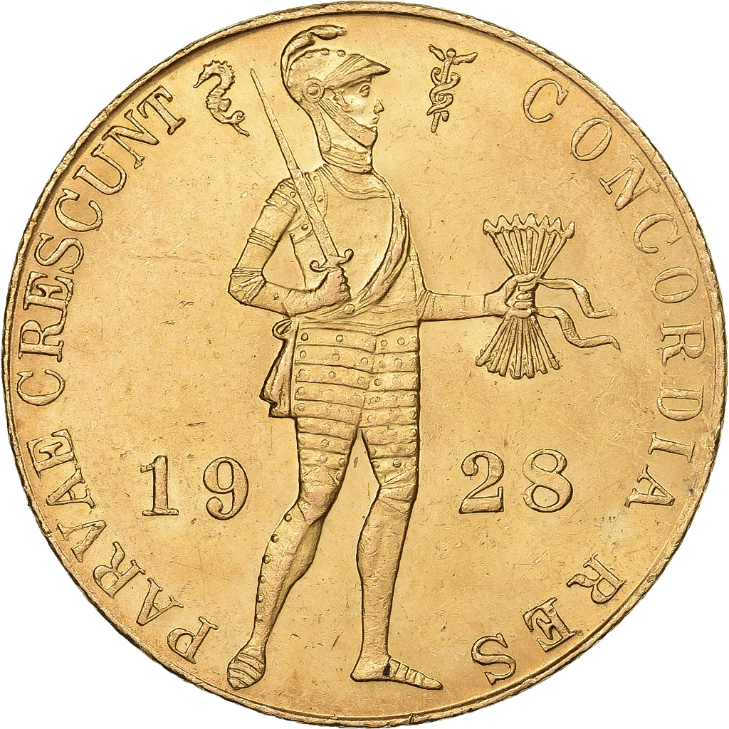 Netherlands, Wilhelmina I, Ducat, 1928, Utrecht, Gold, , KM:83.1a