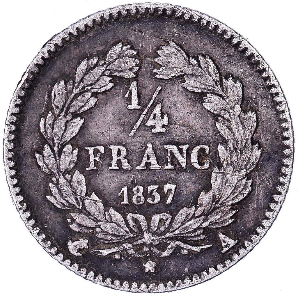 France, 1/4 Franc, Louis-Philippe, 1837, Paris, Silver, , Gadoury:355