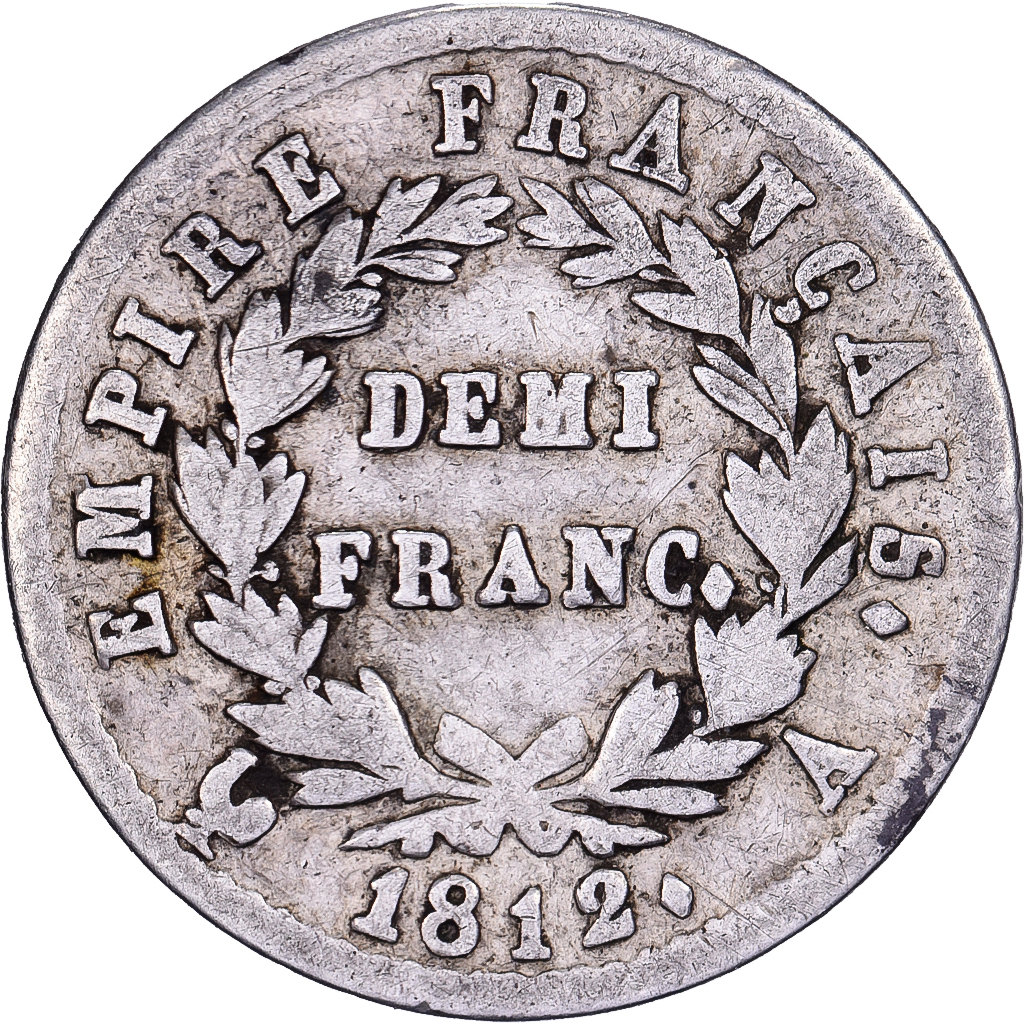 France, 1/2 Franc, Napoléon I, 1812, Paris, Silver, , Gadoury:399