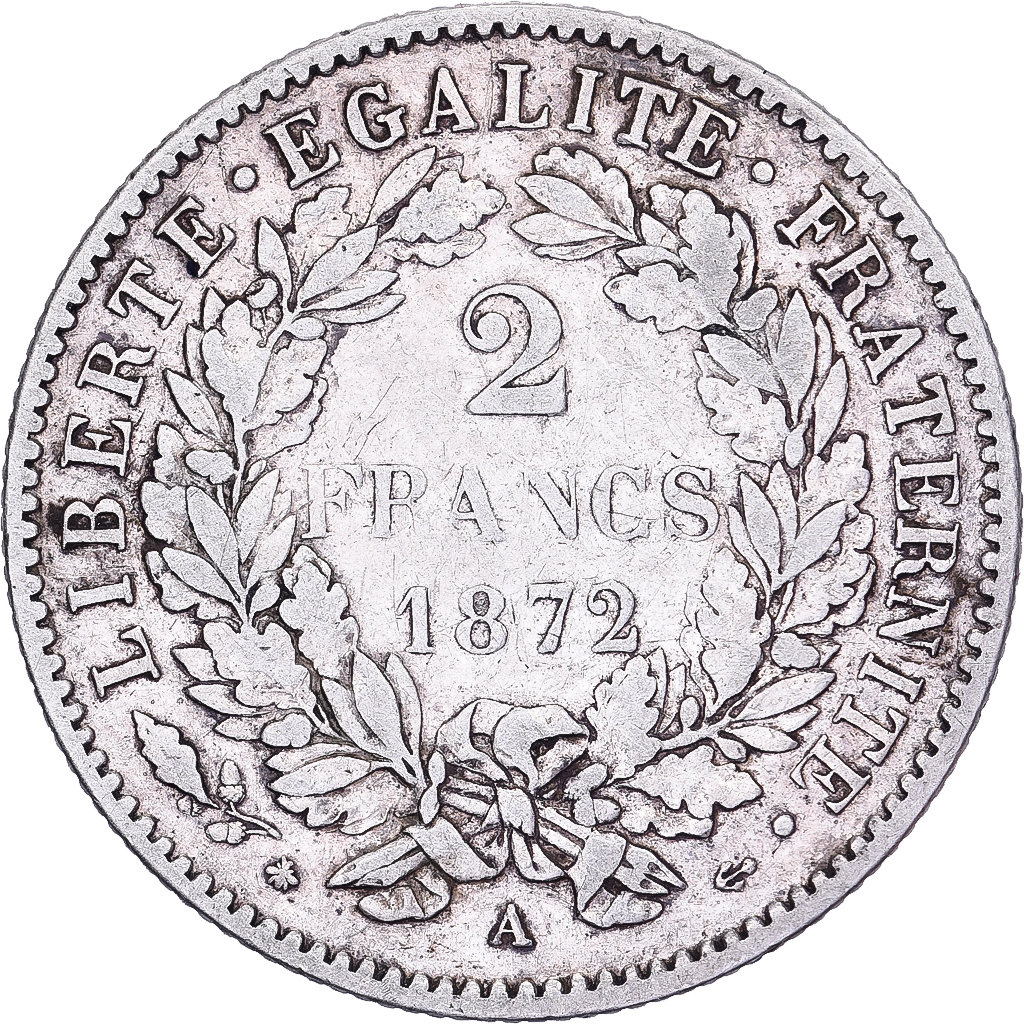 France, 2 Francs, Cérès, 1872, Paris, Silver, , Gadoury:530a