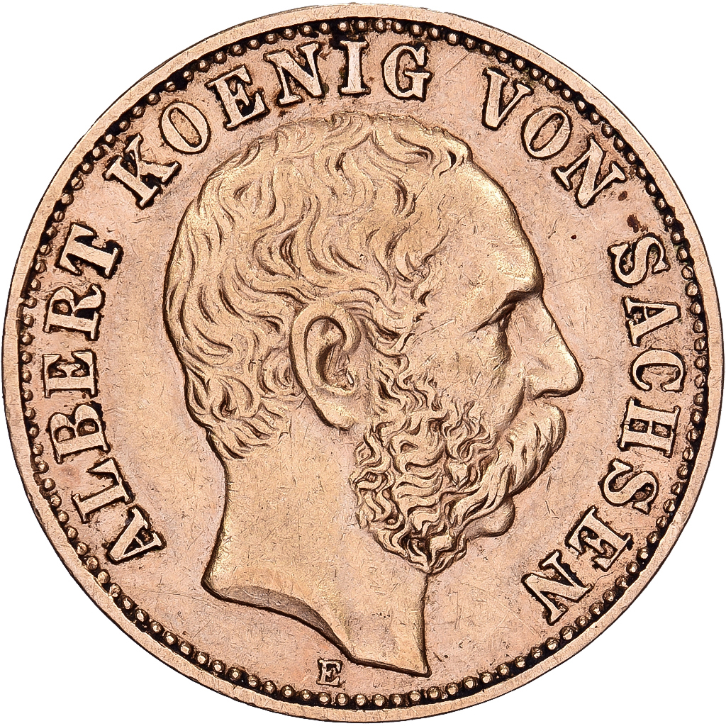 German States, SAXONY-ALBERTINE, Albert, 10 Mark, 1898, Muldenhütten, Gold