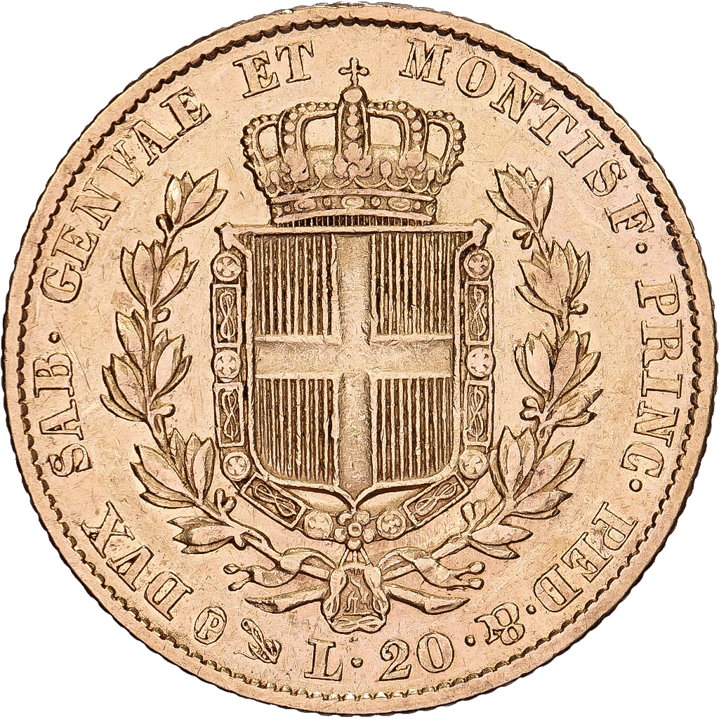 Italian States, SARDINIA, Carlo Alberto, 20 Lire, 1835, Genoa, Gold, 