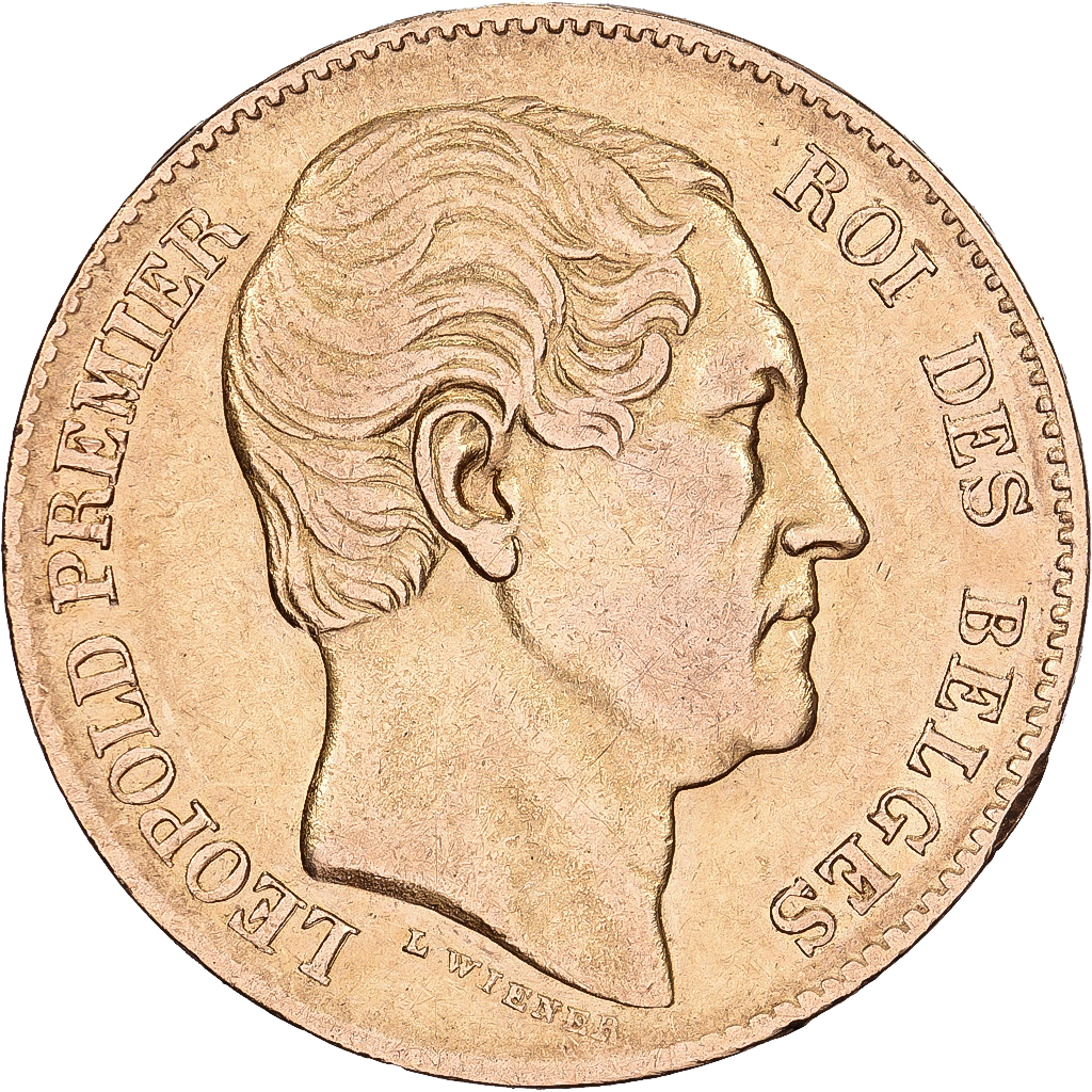 Belgium, 20 Francs, L WIENER 1865, Gold, , KM:23