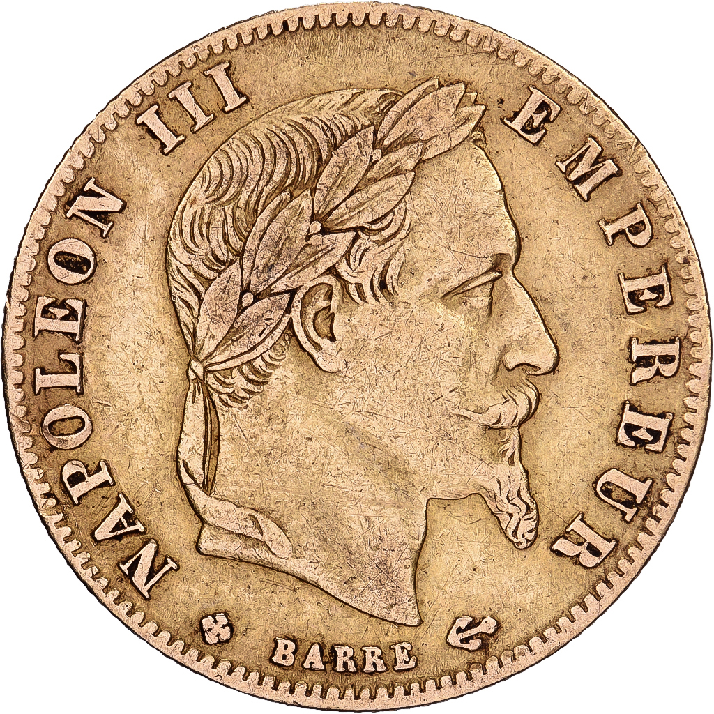 France, Napoleon III, 5 Francs, Napoléon III, 1864, Strasbourg, Bent flan