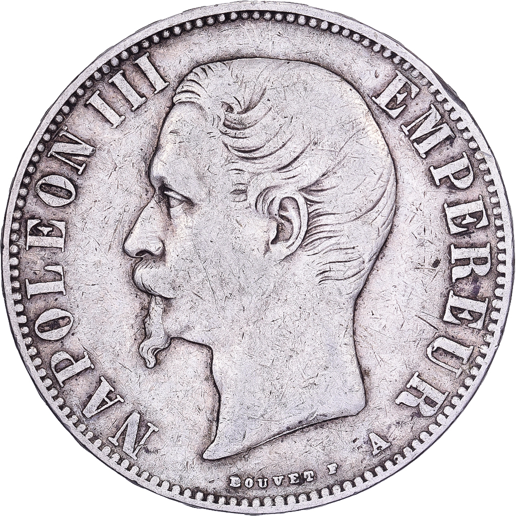 France, Napoleon III, 5 Francs, Napoléon III, 1855, Paris, Silver, 