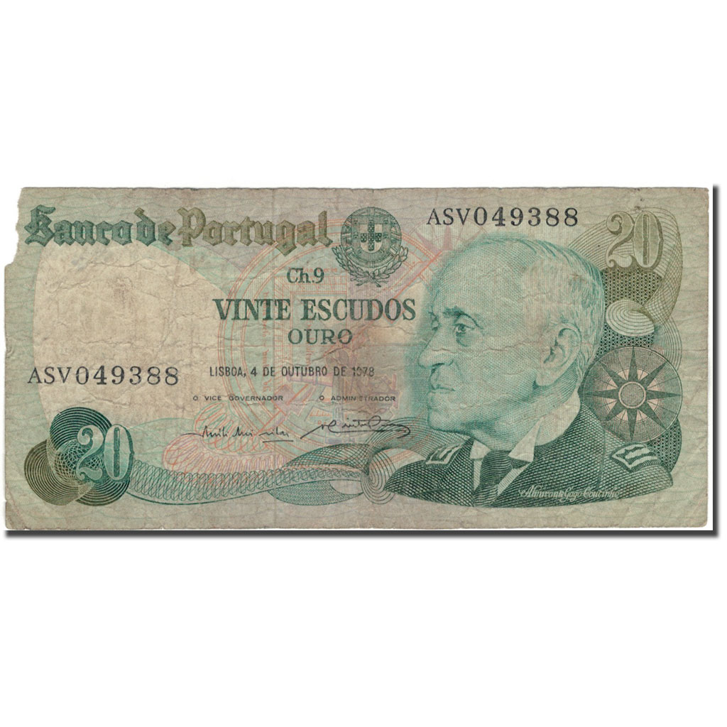 Banknote, Portugal, 20 Escudos, 1978-10-04, KM:176b, G(4-6)
