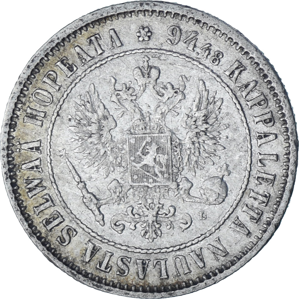 Finland, Alexander III, Markka, 1890, Helsinki, Silver, , KM:3.2
