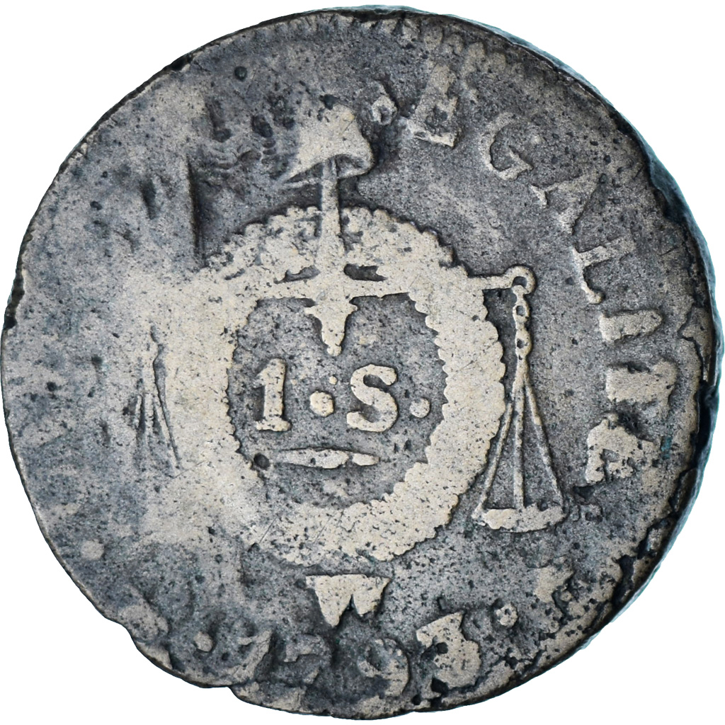 France, Sol aux Balances, 1793 - AN II, Lille, Copper, , Gadoury:19