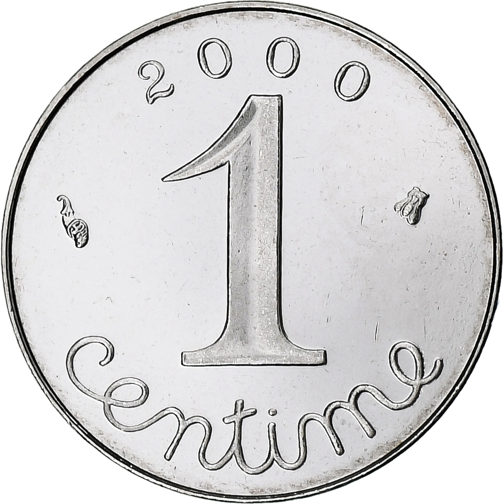 France, 1 Centime, Épi, 2000, Paris, Série BE / Proof, Stainless Steel
