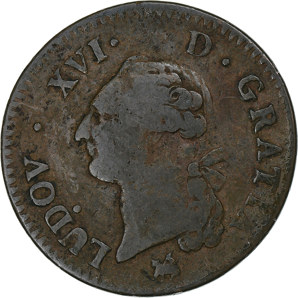 France, Louis XVI, Sol, 1791, Rouen, 2nd semestre, Copper, 