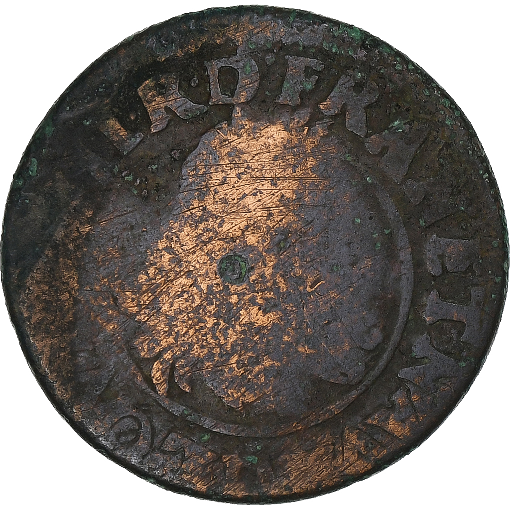 France, Louis XIII, Double Tournois, 1633, Uncertain Mint, Copper, 