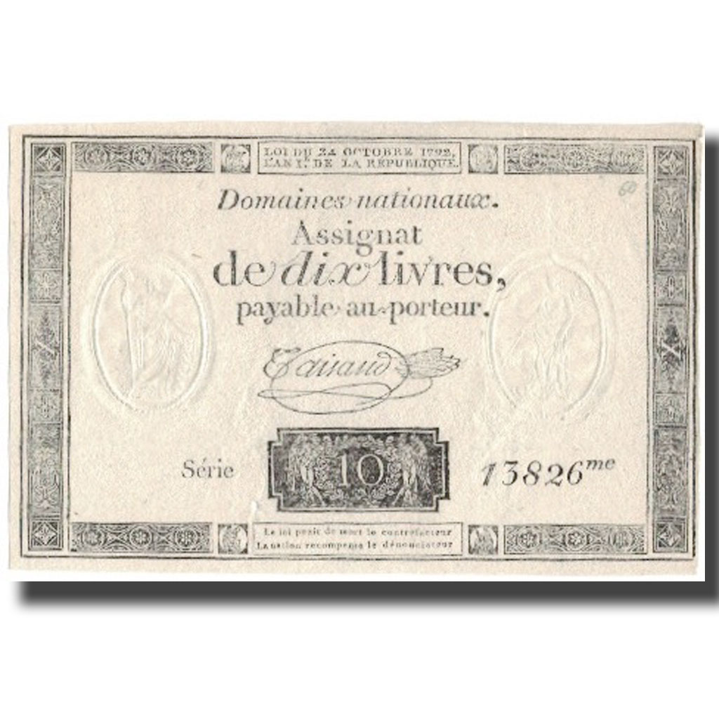 France, 10 Livres, 1792, Taisaud, L'an 1er de la République - (24 octobre