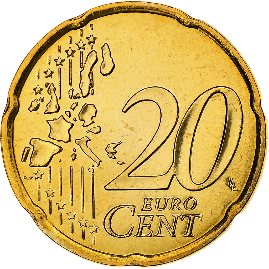 Frankreich, 20 Euro Cent, 2002, MDP, Série BU, UNZ+, Nordic gold, KM:1286
