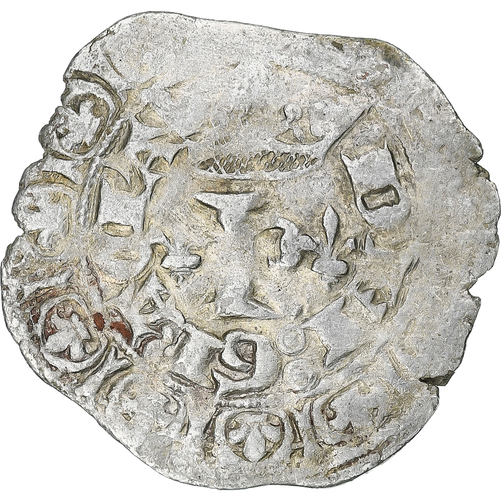 France, Charles V, Blanc au K, 1365-1380, Billon, , Duplessy:363