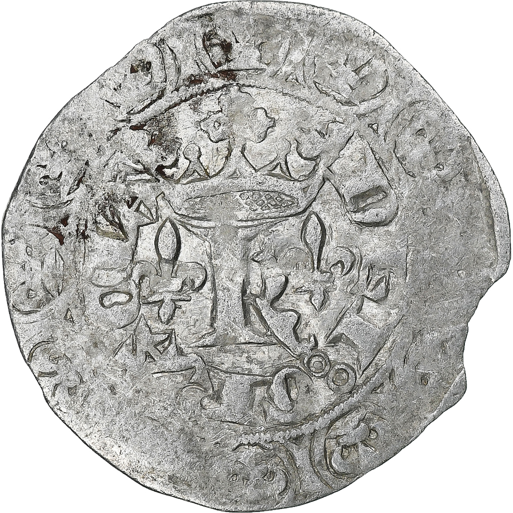 France, Charles V, Blanc au K, 1365-1380, Billon, , Duplessy:363