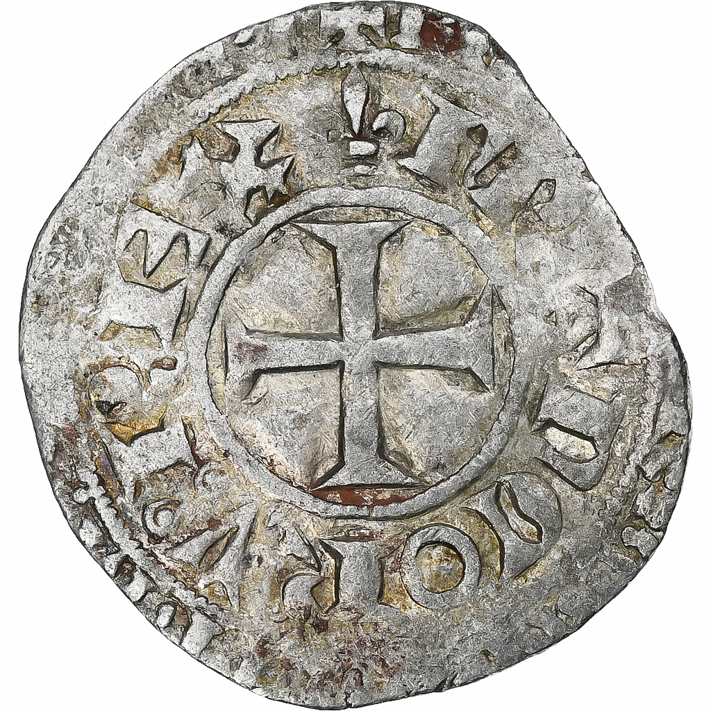 France, Charles V, Blanc au K, 1365-1380, Billon, , Duplessy:363