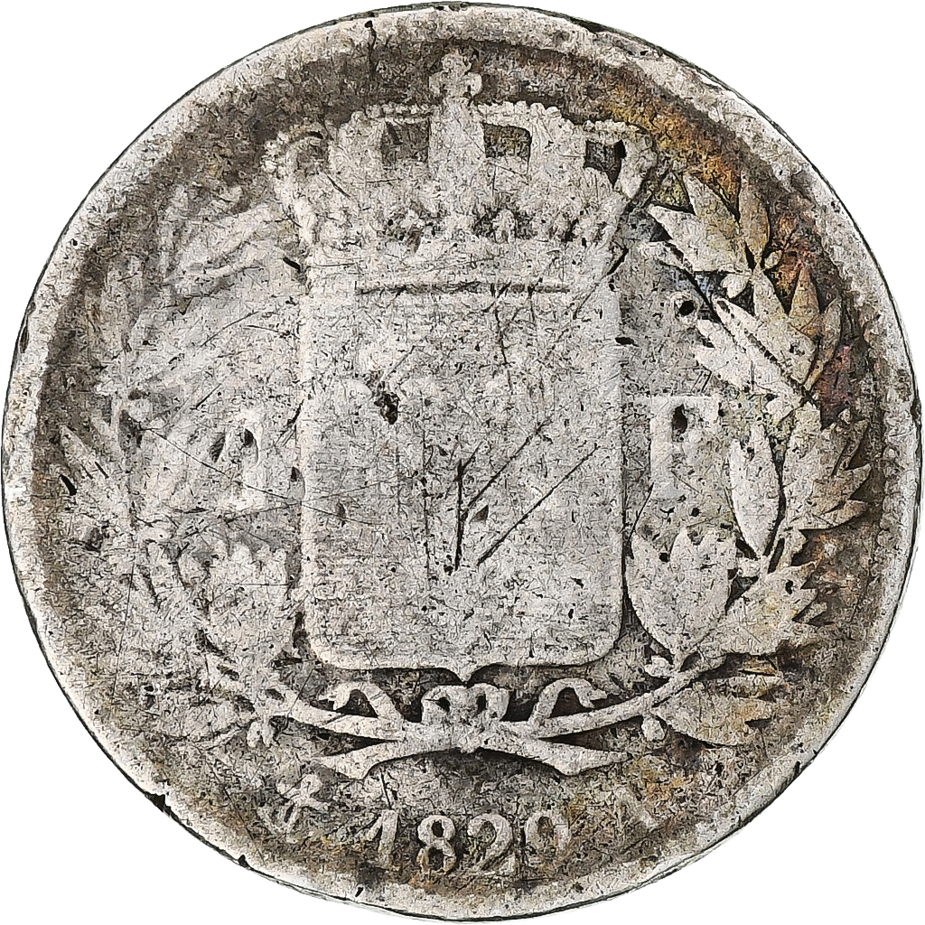 France, Charles X, 1 Franc, 1829, Paris, Silver, VG(8-10), Gadoury:450