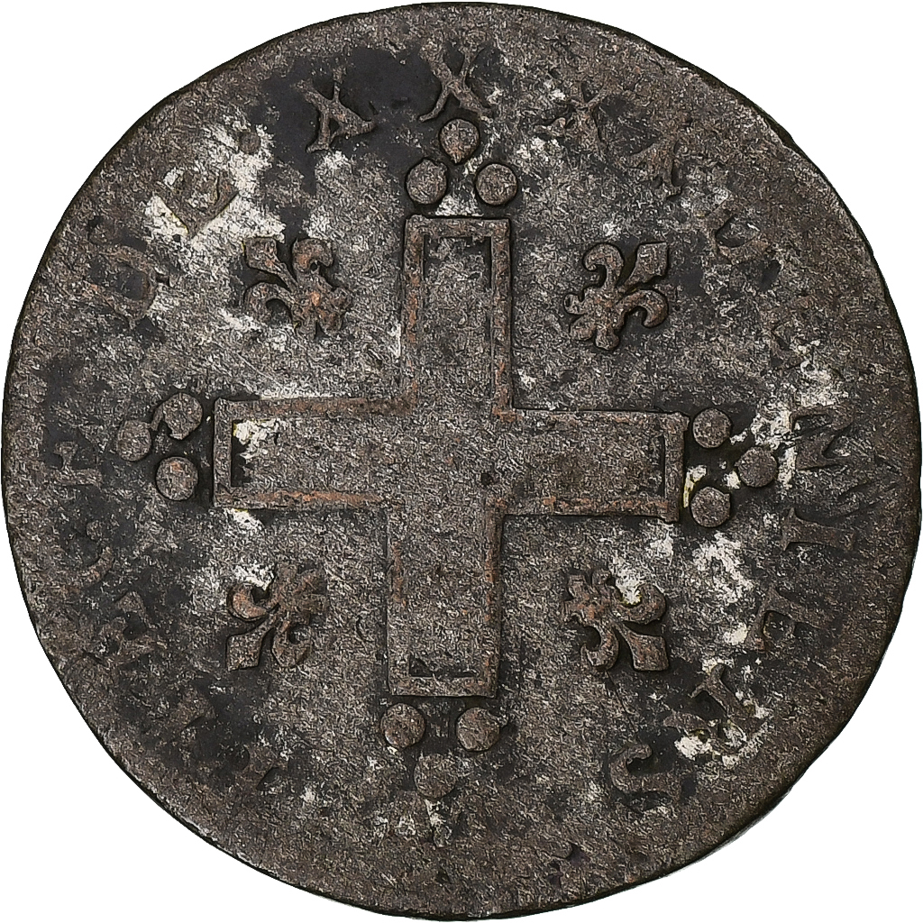 France, Louis XIV, XXX Deniers aux 2 L couronnés, 1710, Metz, Billon