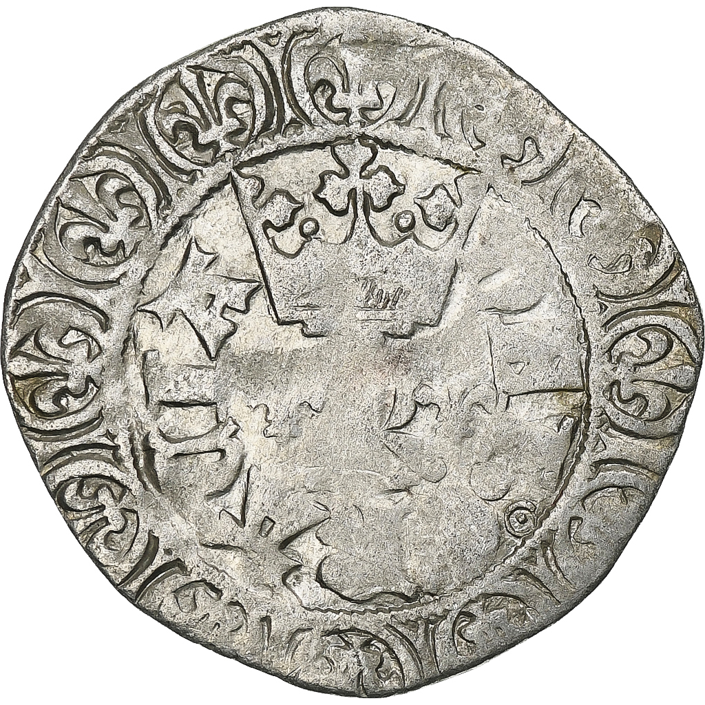 France, Charles V, Blanc au K, 1365-1380, Billon, EF(40-45), Duplessy:363