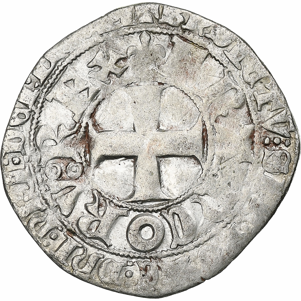 France, Charles V, Blanc au K, 1365-1380, Billon, EF(40-45), Duplessy:363