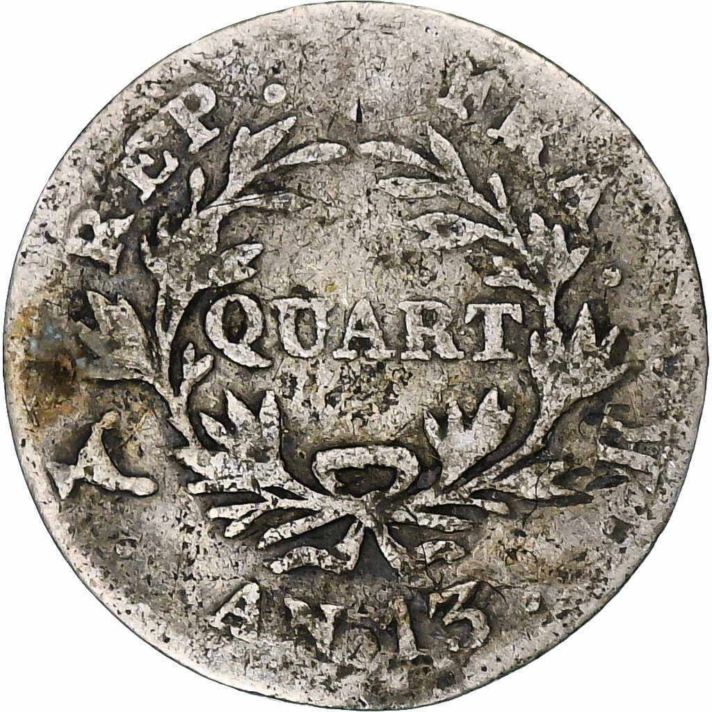 France, Napoleon I, Quart, AN 13, Bordeaux, Silver, , Gadoury:346