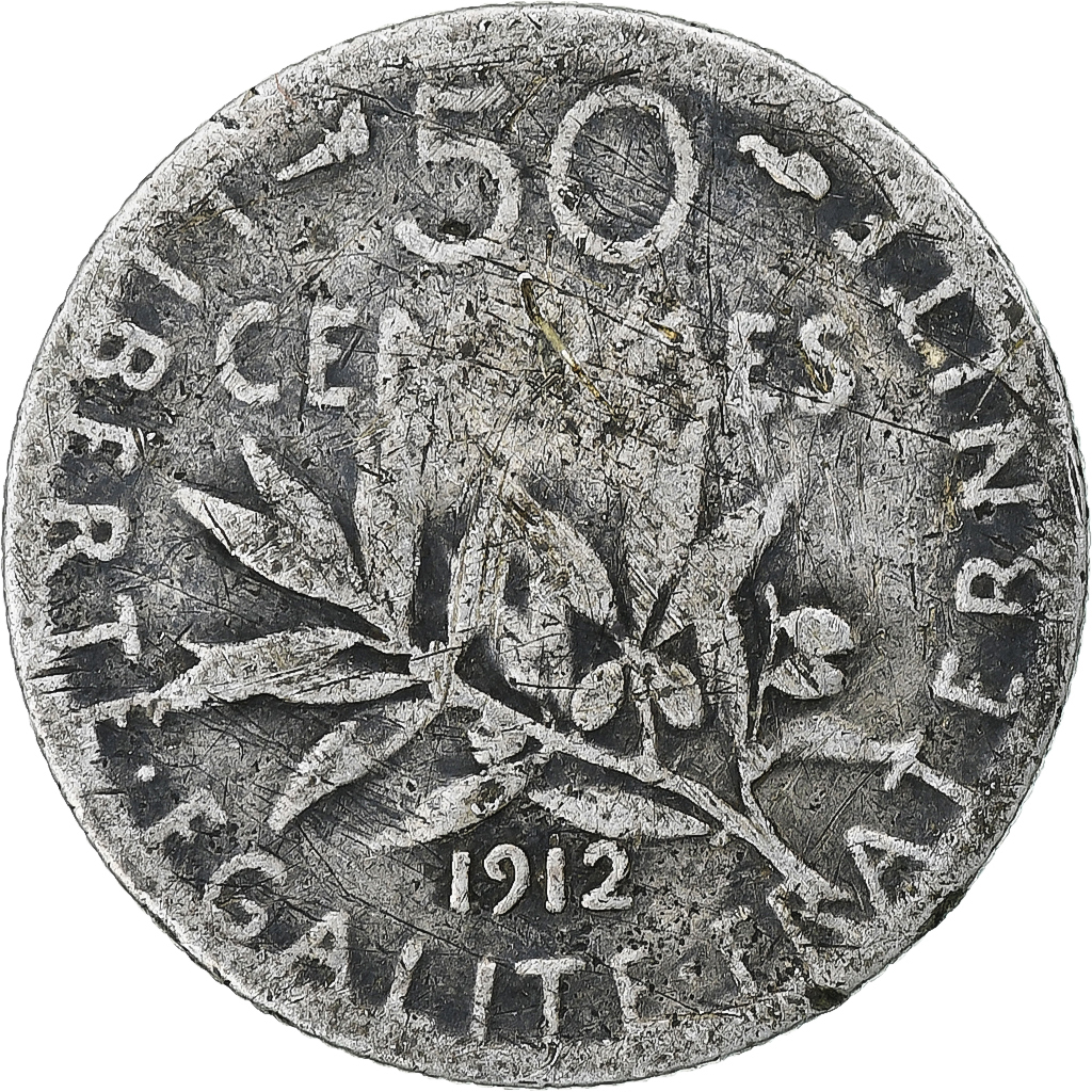 France, 50 Centimes, Semeuse, 1912, Paris, Silver, , Gadoury:420