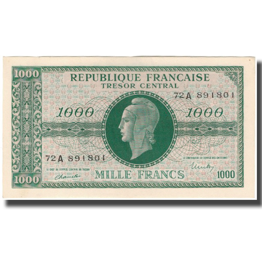 France, 1000 Francs, Marianne, 1945, AU(55-58), Fayette:VF 12.1, KM:107