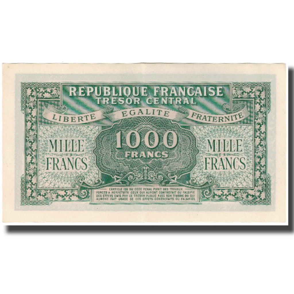 France, 1000 Francs, Marianne, 1945, AU(55-58), Fayette:VF 12.1, KM:107
