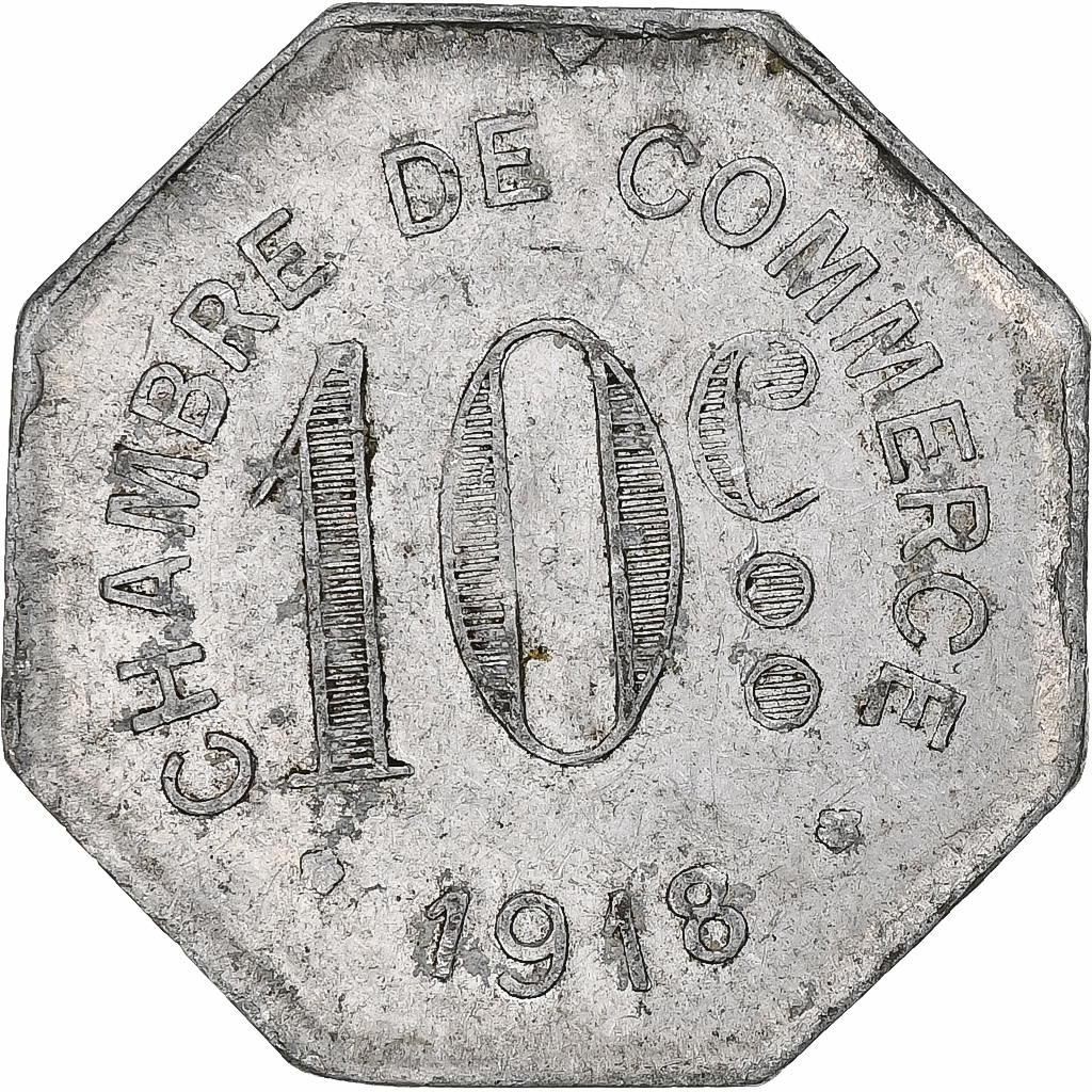 France, Chambre de commerce de Rouen, 10 Centimes, 1918, , Aluminium
