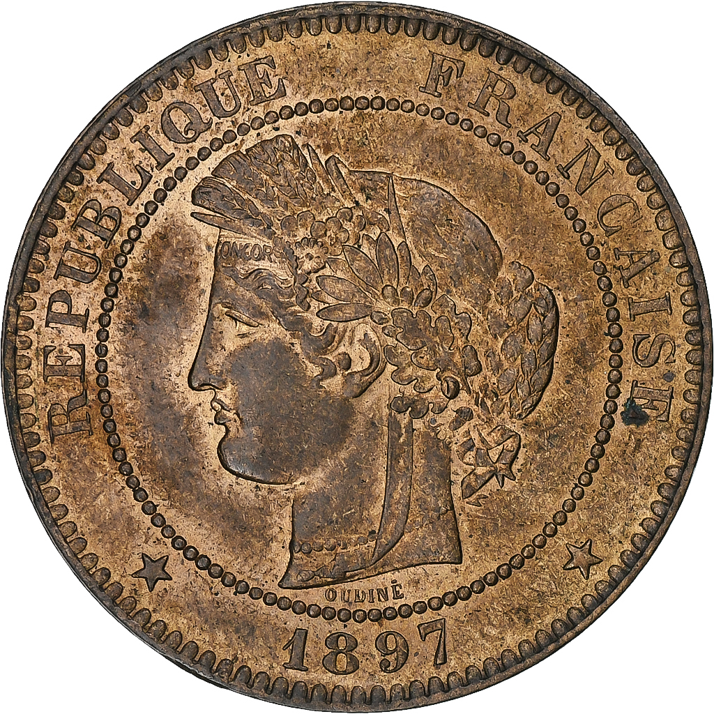 France, 10 Centimes, Cérès, 1897, Paris, Bronze, , Gadoury:265a