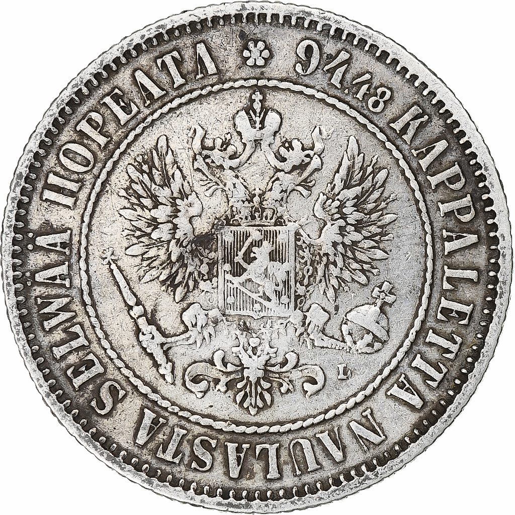 Finland, Alexander III, Markka, 1892, Helsinki, Silver, AU(50-53), KM:3.2