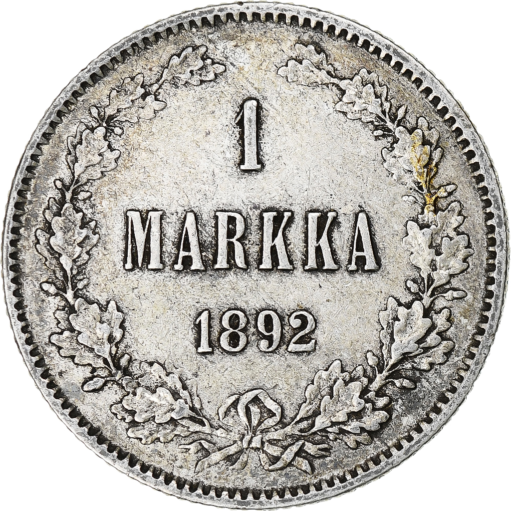 Finland, Alexander III, Markka, 1892, Helsinki, Silver, AU(50-53), KM:3.2