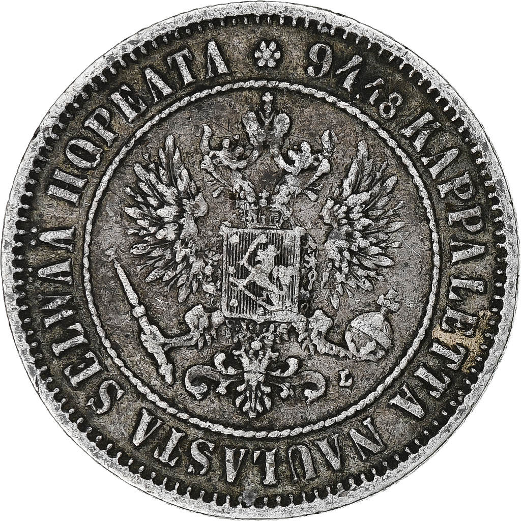 Finland, Alexander III, Markka, 1892, Helsinki, Silver, AU(50-53), KM:3.2