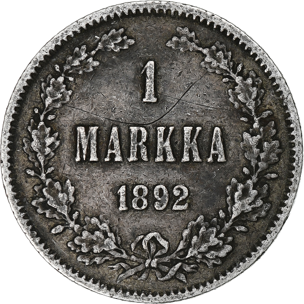 Finland, Alexander III, Markka, 1892, Helsinki, Silver, AU(50-53), KM:3.2
