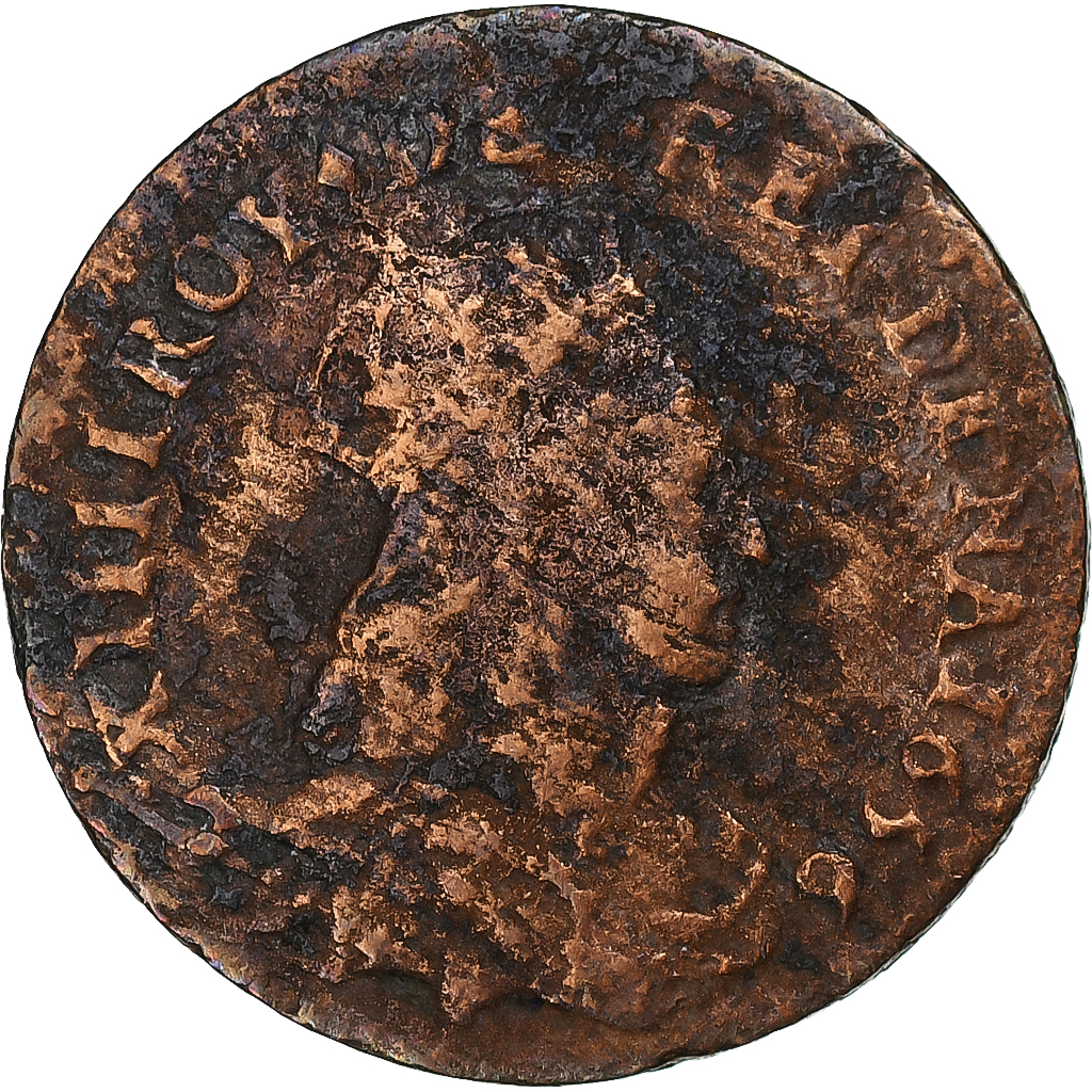 France, Louis XIV, Liard de France, 1656, Vimy, Copper, , C2G:62