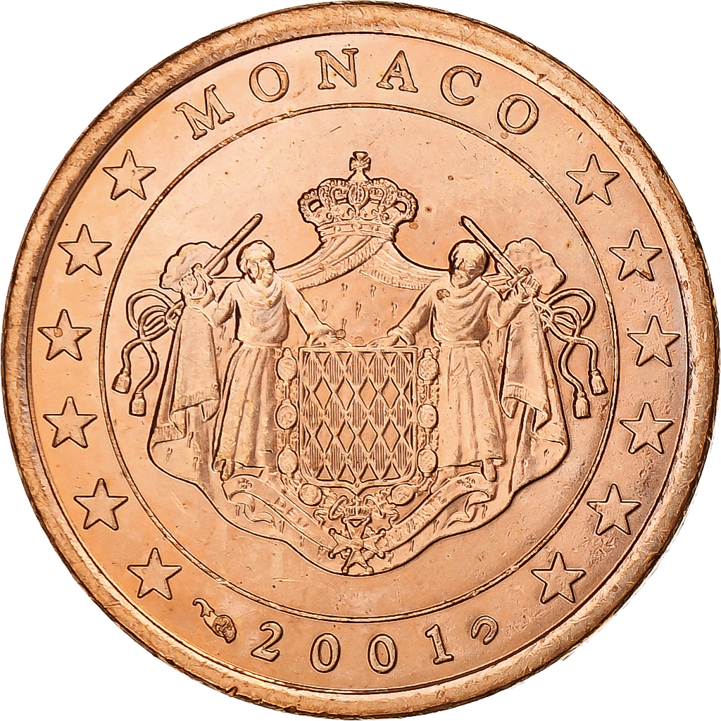 Monaco, Rainier III, 5 Euro Cent, 2001, Paris, Copper Plated Steel, 