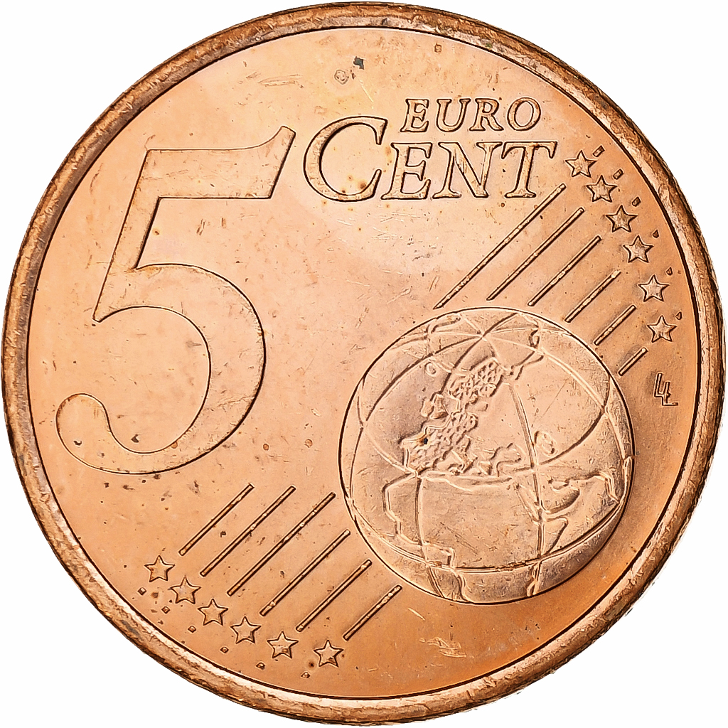 Monaco, Rainier III, 5 Euro Cent, 2001, Paris, Copper Plated Steel, 