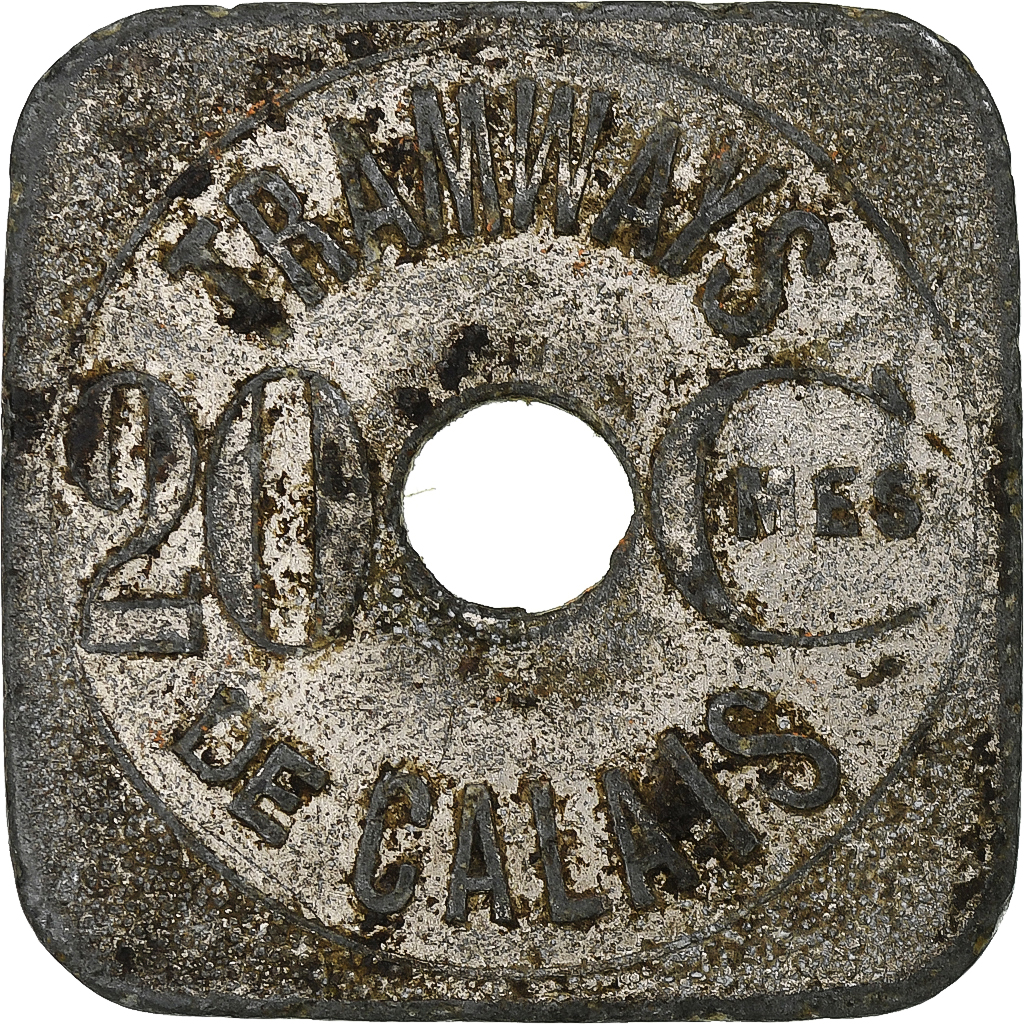 France, Tramways de Calais, 20 Centimes, n.d., Nickel plated zinc, 
