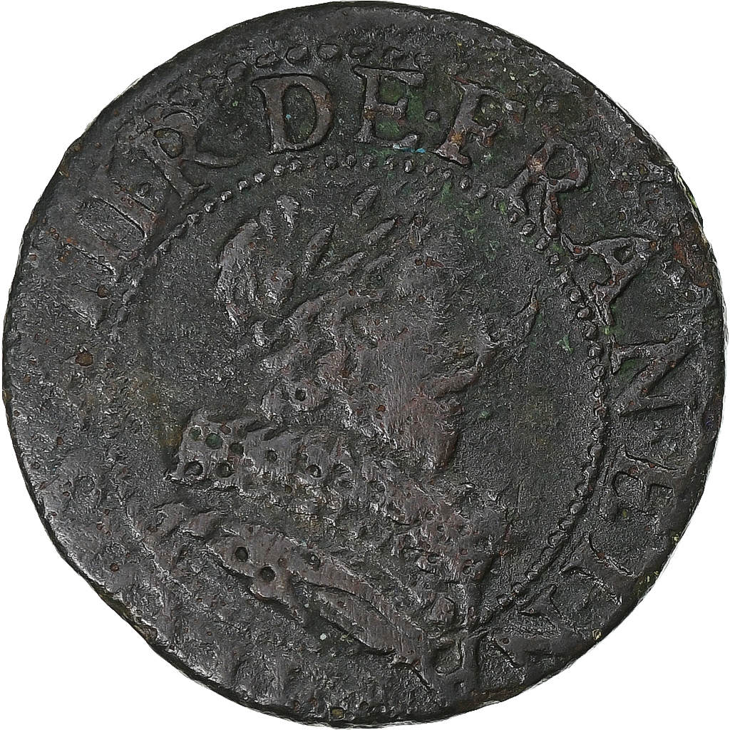France, Louis XIII, Double Tournois, 163[-], Uncertain mint, Copper, 