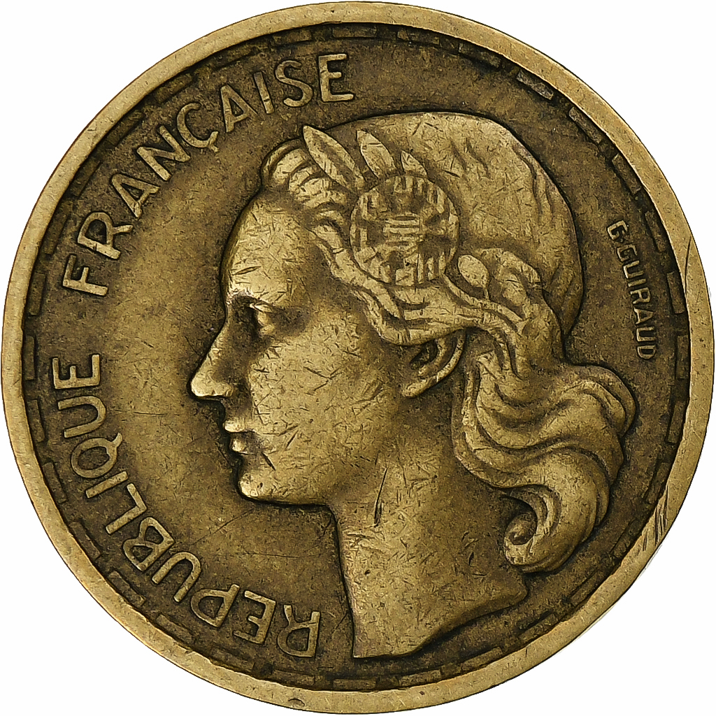 France, 10 Francs, Guiraud, 1950, Paris, Cupro-Aluminium, AU(50-53)