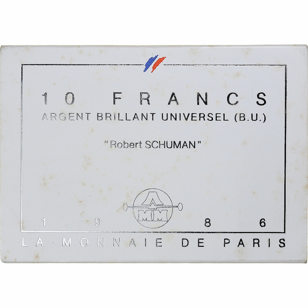 France, 10 Francs, Schuman, 1986, MDP, Silver, 