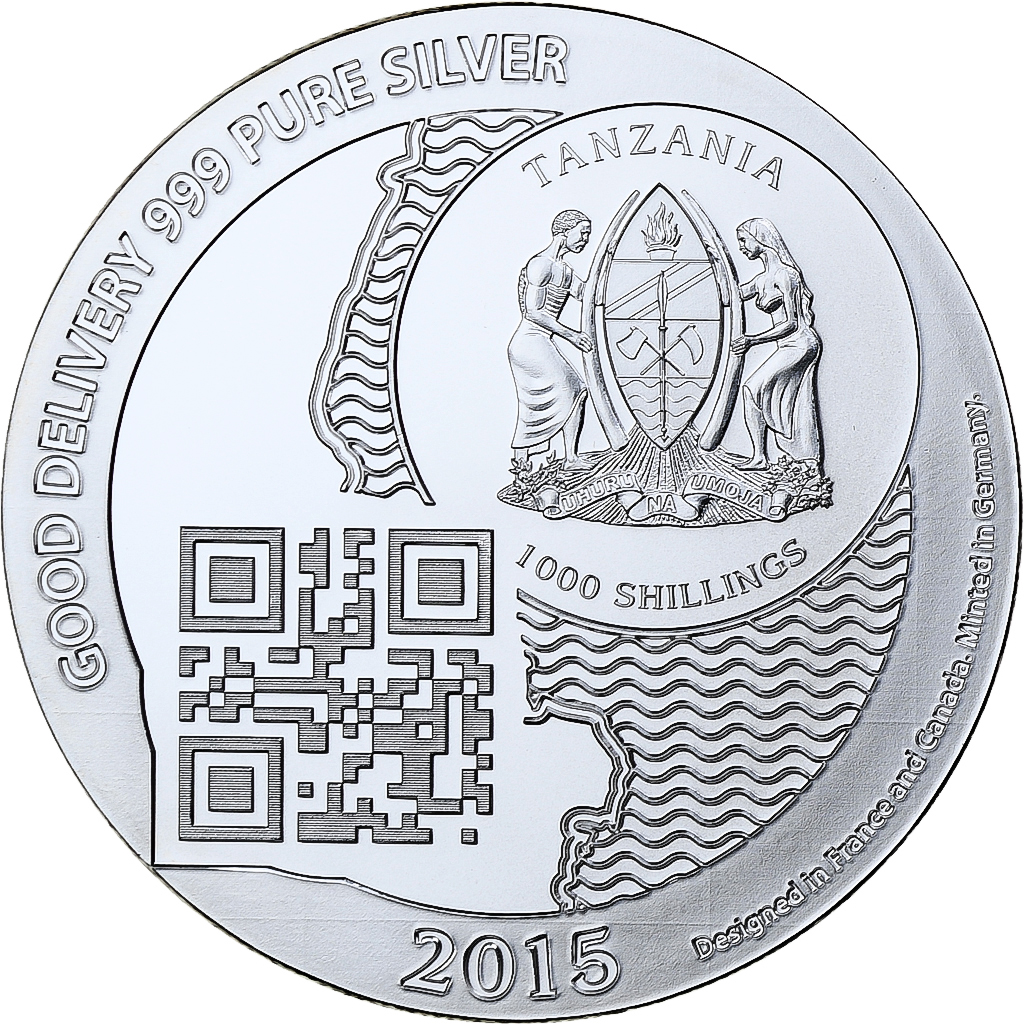 Zanzibar, 1000 Shillings, 1 Vera Silver Oz, 2015, Proof, Silver, 