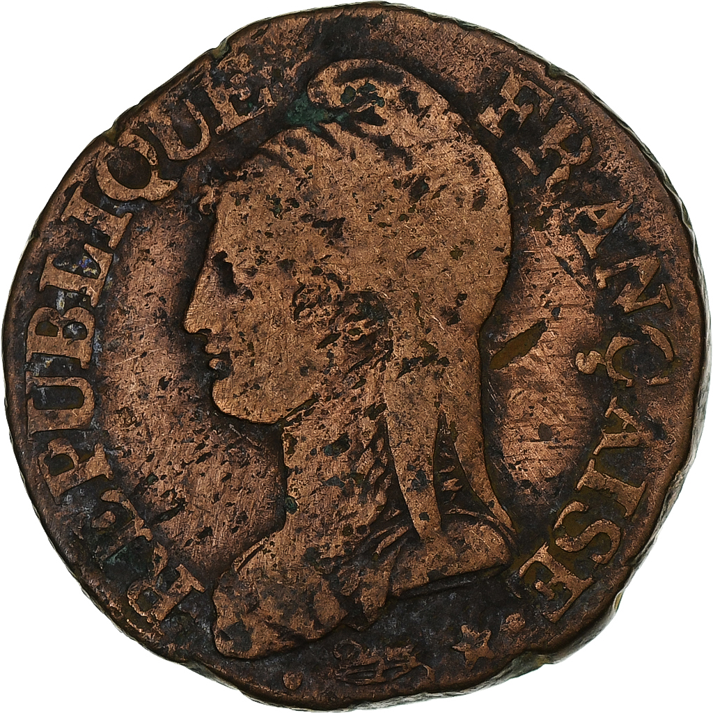 France, 5 Centimes, Dupré, AN 8, Metz, Bronze, , Gadoury:126a