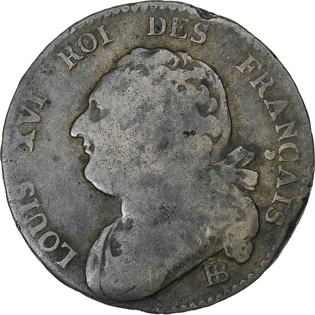 France, Louis XVI, 12 deniers français, 1792 / AN 4, Strasbourg, Métal de