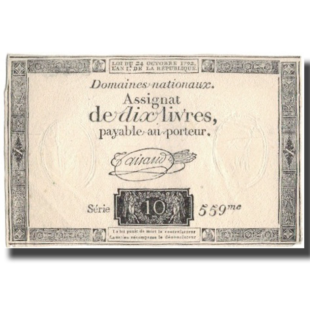 France, 10 Livres, 1792, 1792-10-24, EF(40-45), KM:A66a, Lafaurie:161b