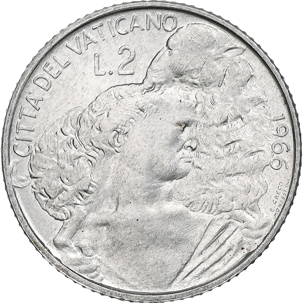 Vatican, Paul VI, 2 Lire, 1966 - Anno IV, Rome, Aluminum, , KM:85