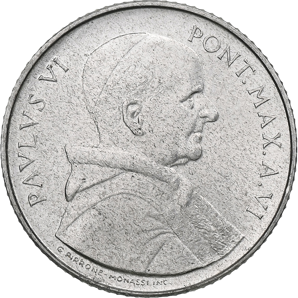 Vatican, Paul VI, 2 Lire, 1968 (Anno VI), Rome, Aluminum, MS, KM:101