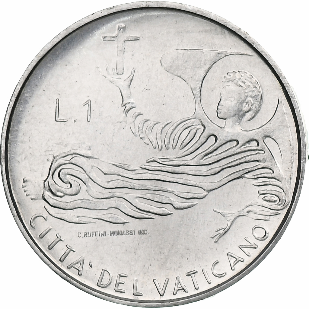 Vatican, Paul VI, 1 Lire, 1969 - Anno VII, Rome, Aluminum, MS, KM:108
