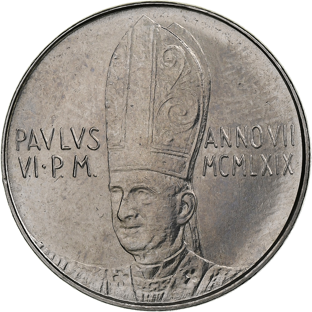 Vatican, Paul VI, 50 Lire, 1969 - Anno VII, Rome, Stainless Steel, 